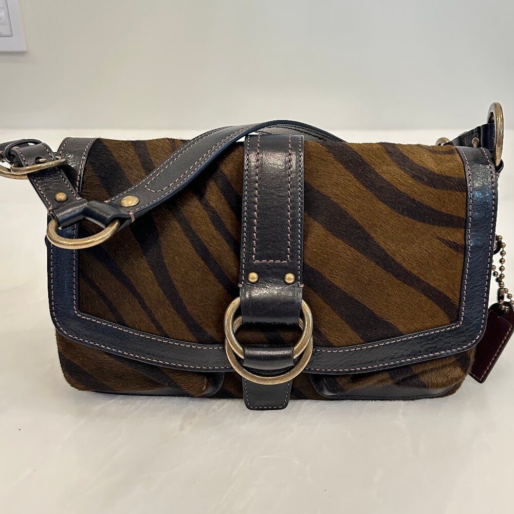 COACH/ VINTAGE Calf Hair Zebra Print Chelsea Field Pocket handbag/ PERFECT Cndt!